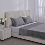 3 Pcs Set Summer Quilt and 2 Pillowcases (Size 200x200 Cm) - Grey