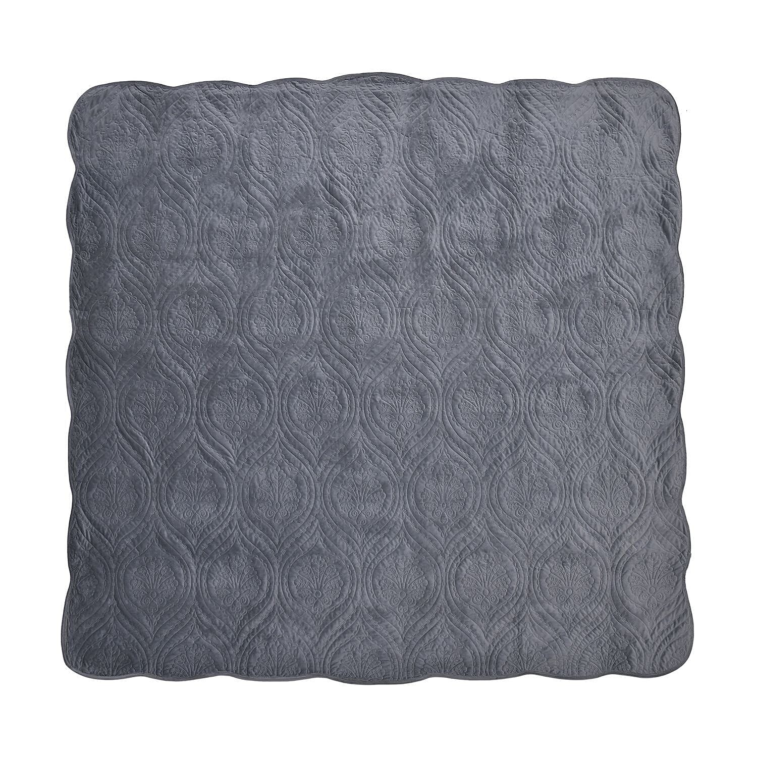 3 Pcs Set Summer Quilt and 2 Pillowcases (Size 200x200 Cm) - Grey