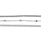 3 Piece Set - Necklace With Lobster Clasp (Size 20) in Silver Tone