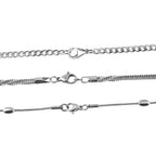 3 Piece Set - Necklace With Lobster Clasp (Size 20) in Silver Tone