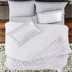 Polyester Patterned Comforter and Duvet (Size 200x1 cm) - White & White