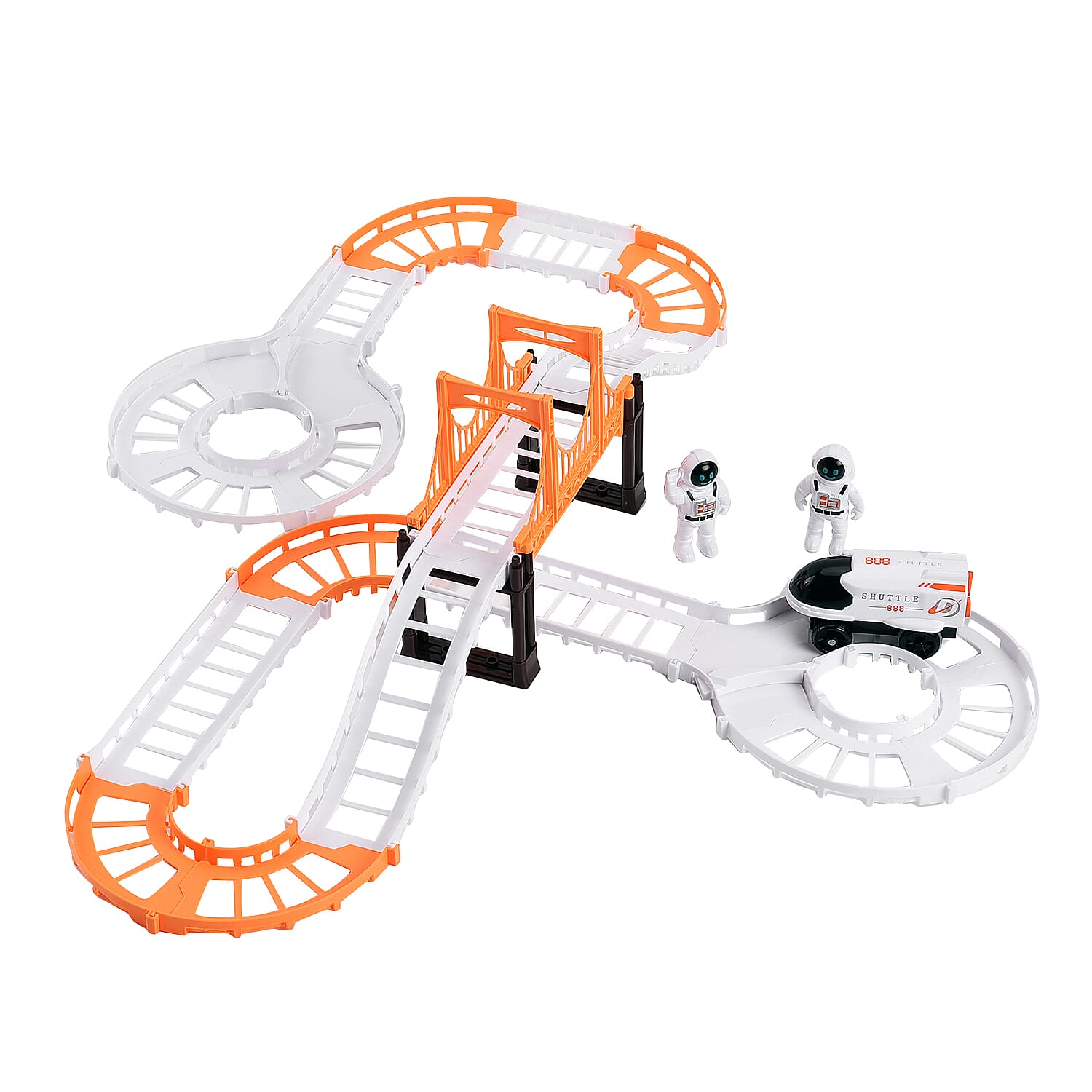 Set of 31 Pcs Track, 1 Car (1xAA Battery Not Inc.) - 2 Spacemen with Outer Space Theme