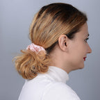 Set of 4 - 100% Mulberry Silk Scrunchies in Black, Pink, Navy & Champagne