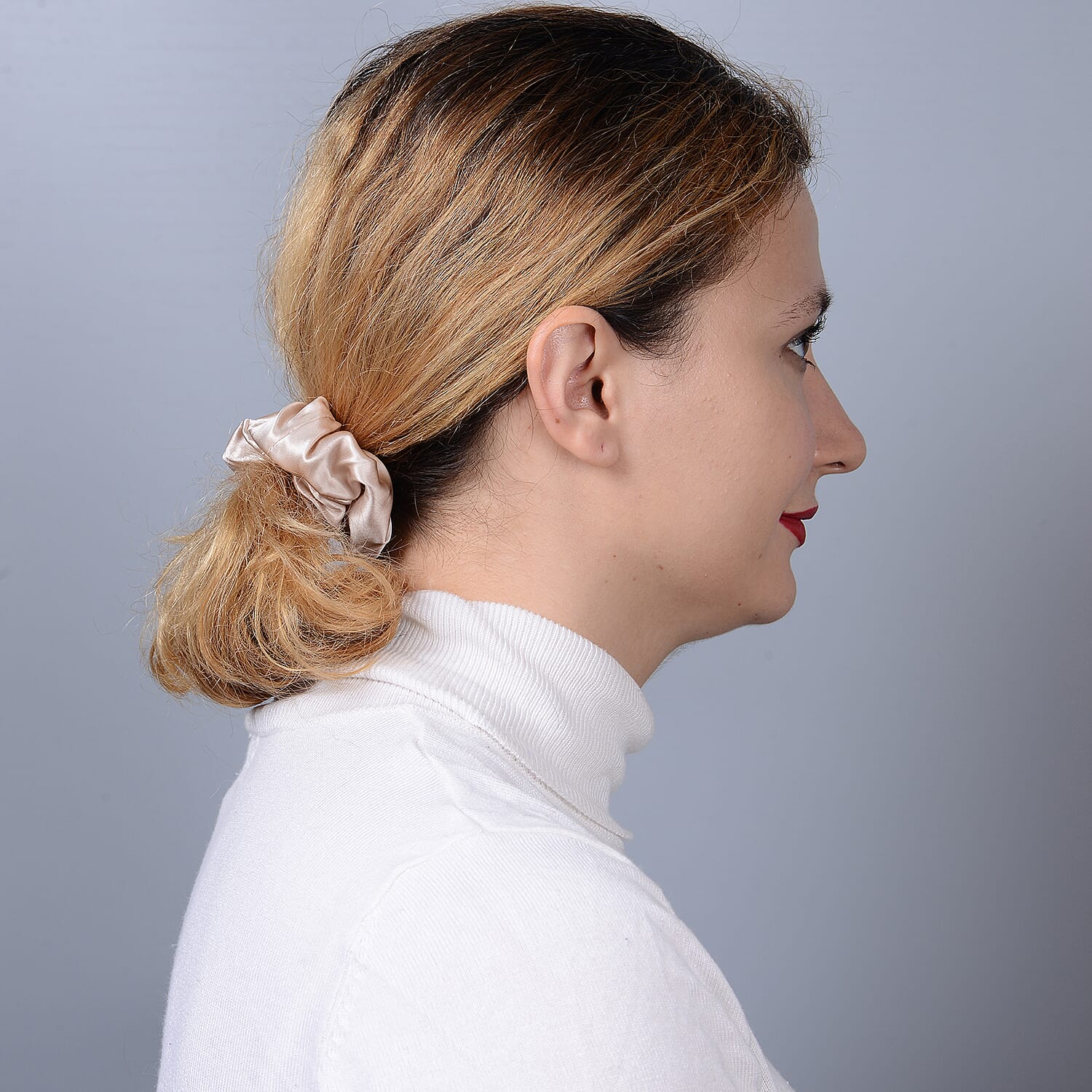 Set of 4 - 100% Mulberry Silk Scrunchies in Black, Pink, Navy & Champagne