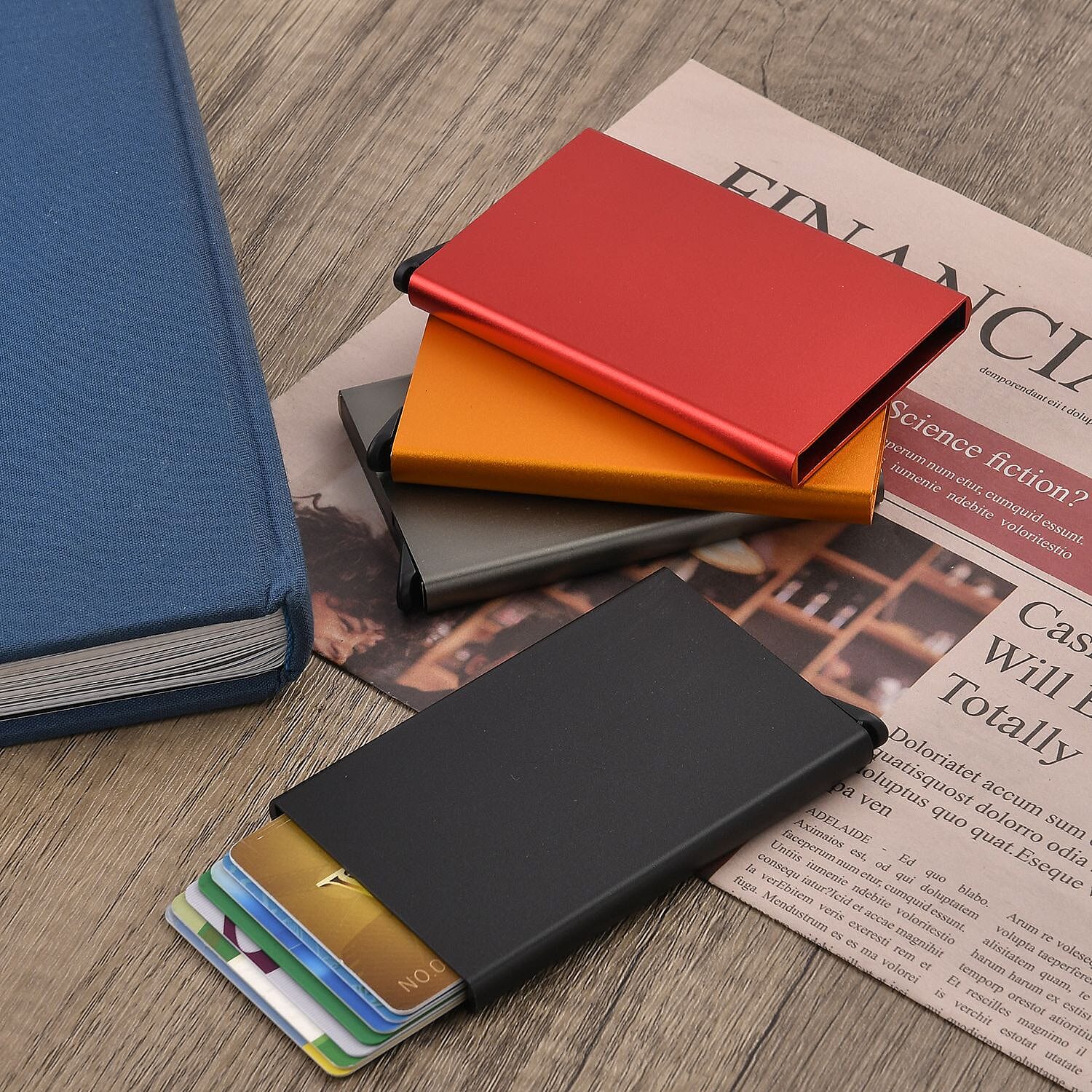Set of 4 - Automatic RFID Blocking Card Holder - Red - Multi