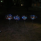 Set of 4 Black Color-Changing Solar Firework Garden Lights with 8 Lighting Modes and Timer