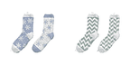 Set of 4 -Ladies Floral Print Cosy Socks (Size UK 4-8) - White-Blue - White-Green