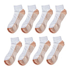 4 Pairs Antibacterial Copper Infused Compression Socks (Size S-M, 5-10) - White and Brown