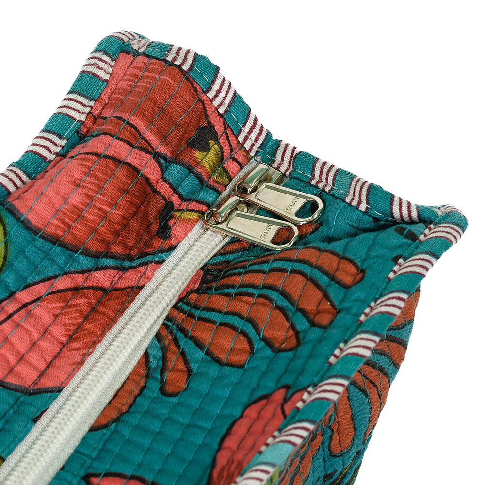 Set of 4 Pure Cotton Zipper Tote Bag with Pouches - Green