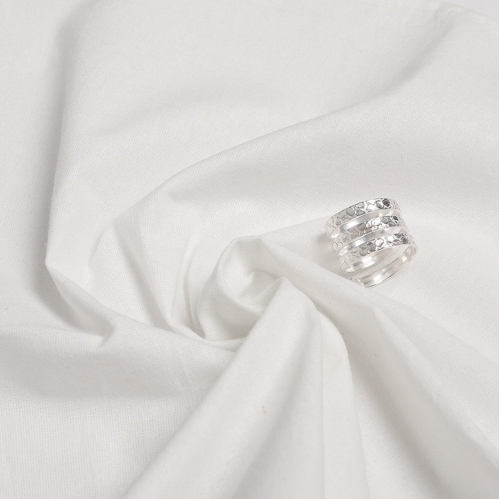 Set of 4 - Spring Cotton Napkin Ring with Table Napkins (Size 40) - Silver