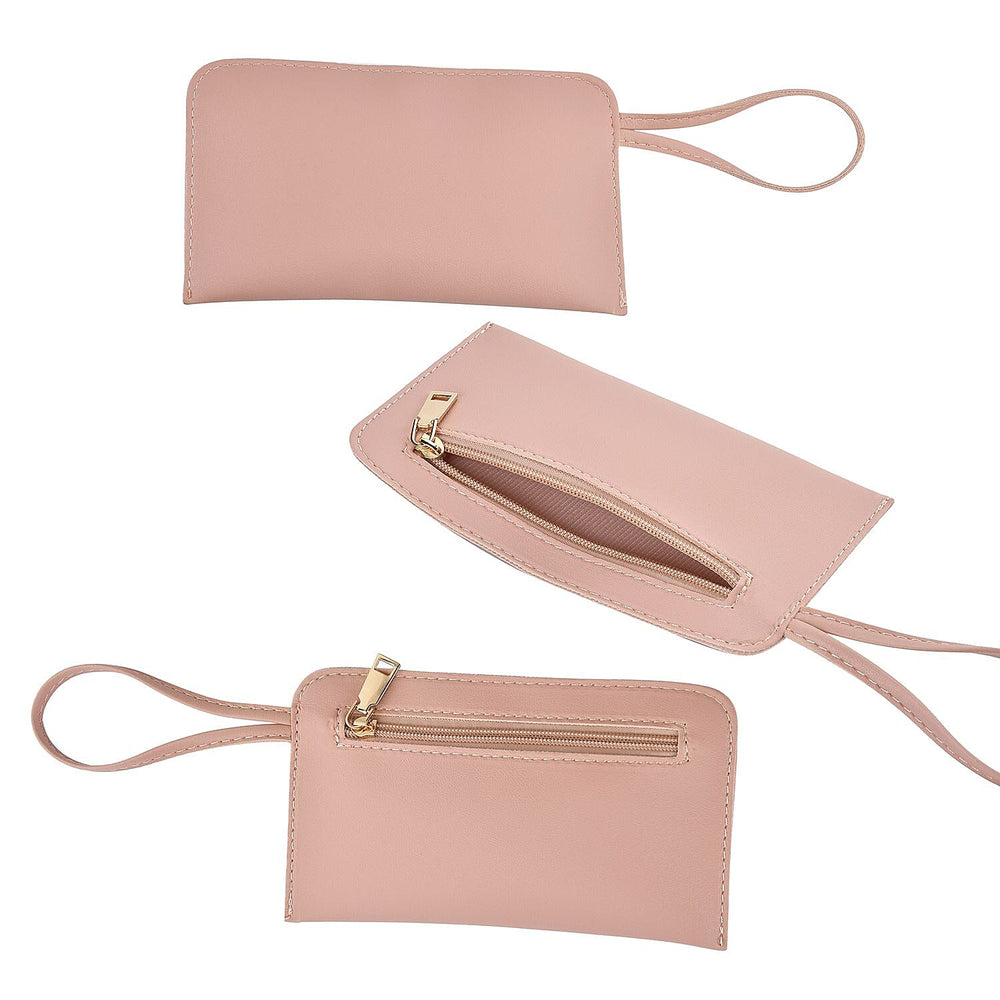 Set of 4 - Tote Bag with Handle Drop, Card Holder, Crossbody and Clutch Bag with Long Strap - Peach