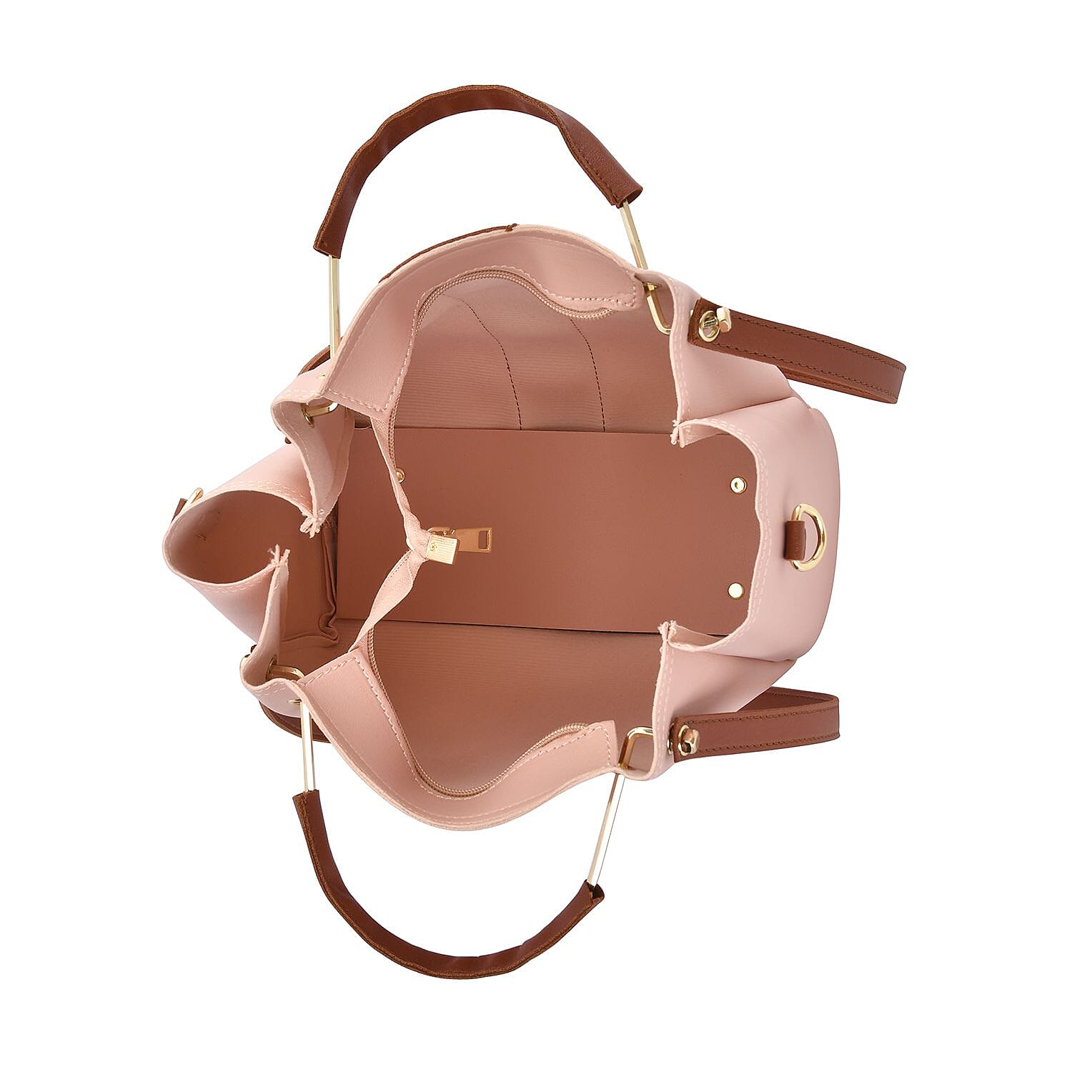 Set of 4 - Tote Bag with Handle Drop, Card Holder, Crossbody and Clutch Bag with Long Strap - Peach