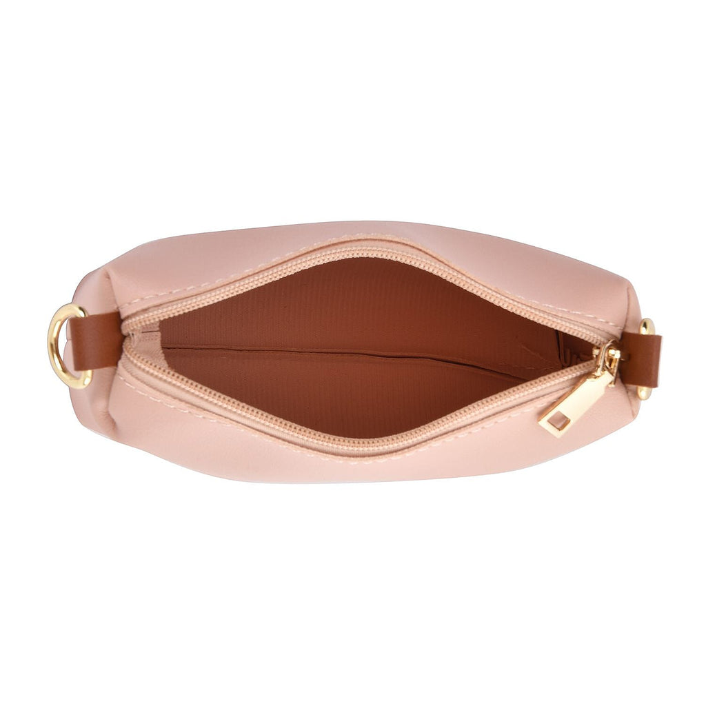 Set of 4 - Tote Bag with Handle Drop, Card Holder, Crossbody and Clutch Bag with Long Strap - Peach