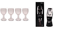 Set of 4 Wine Glass with Homesmart Wine Aerator