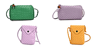 Set of 4 Woven Pattern Leatherette Crossbody Bags - Green, Yellow and Purple