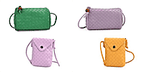 Set of 4 Woven Pattern Leatherette Crossbody Bags - Green, Yellow and Purple