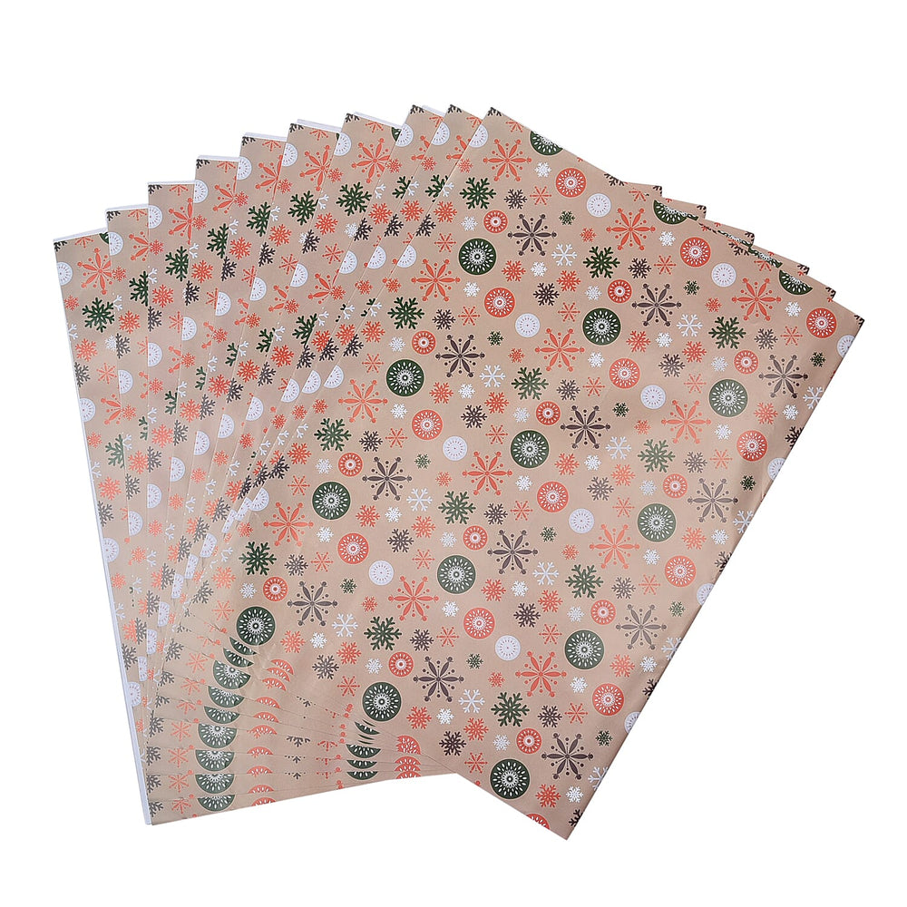 Set of 40 - Christmas Theme Wrapping Gift Papers (Size 74x51 Cm) - Beige and Multi