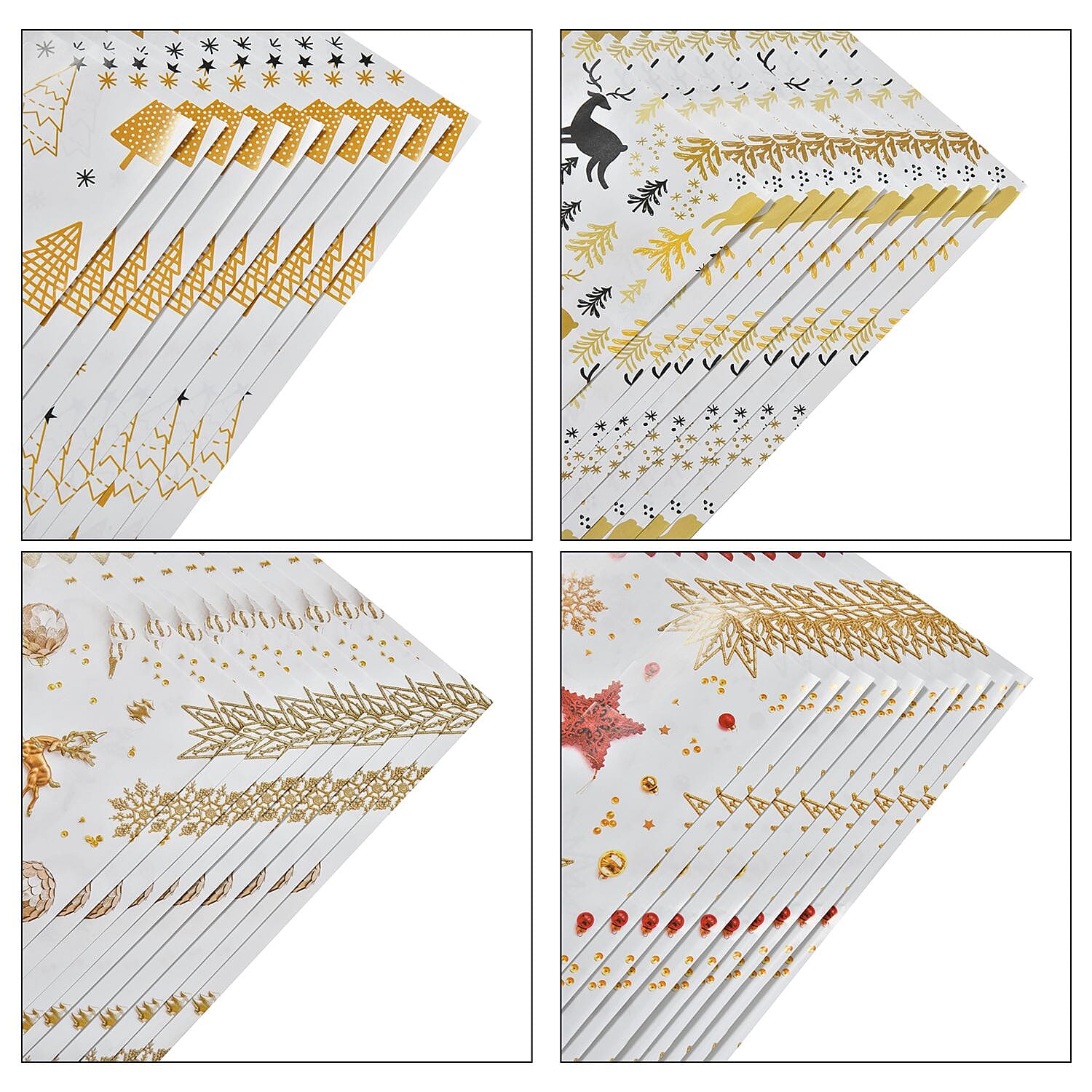 Set of 40 Pieces (10 Pieces x 4 Styles) Wrapping Papers - Multi