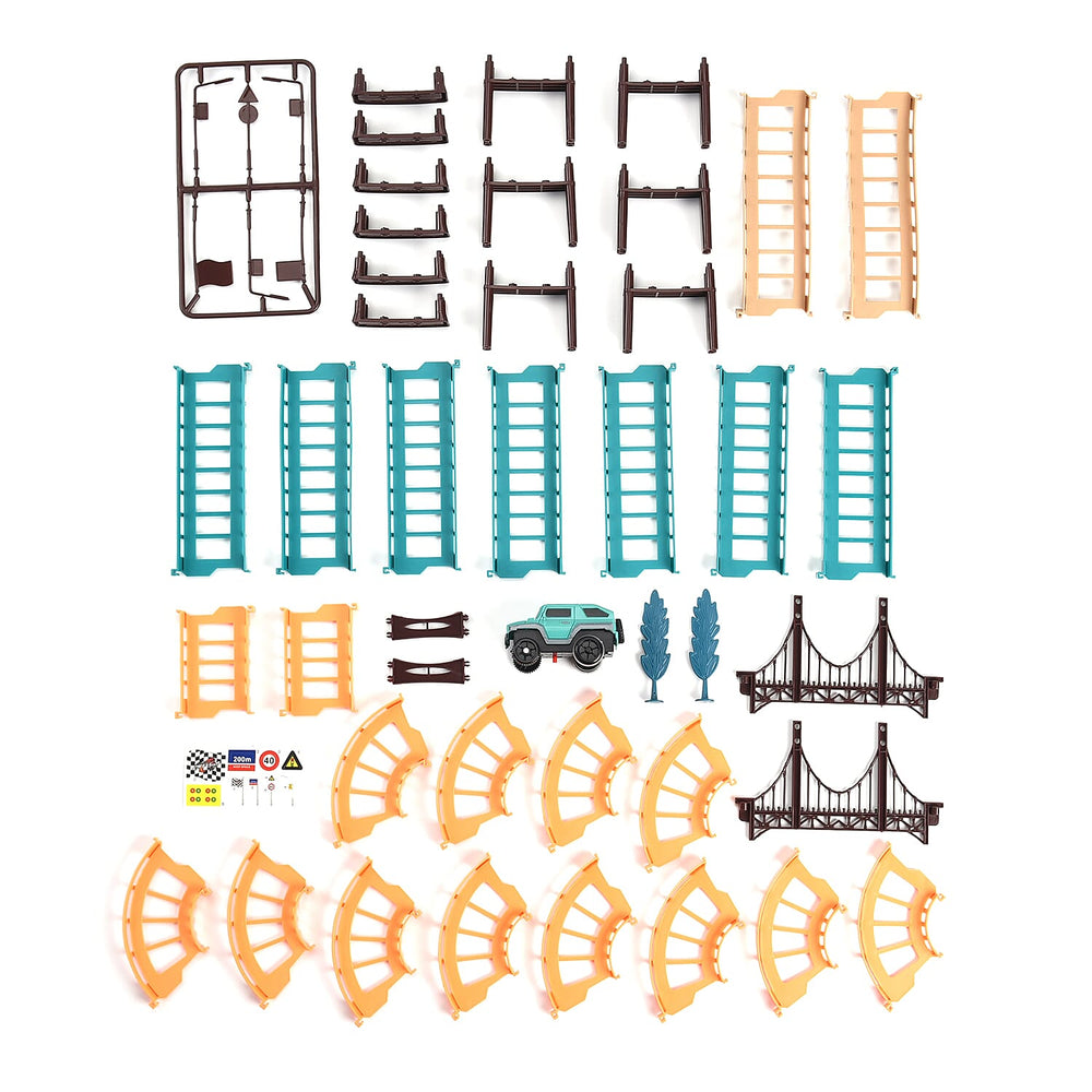 Set of 44 Pcs Track - 2 Toy Car (2xAA Battery Not Inc.)