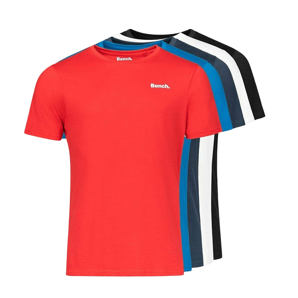 Set of 5 - BENCH Mens 100% Cotton Tee (Size M) - Red, Blue, White, Black, Navy