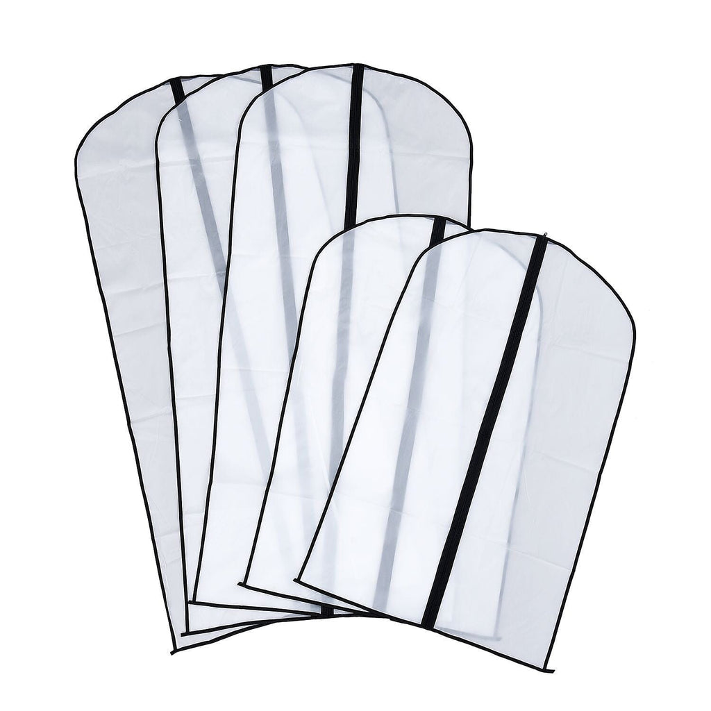 Set of 5 - Dustproof Garment Bag with Zipper (2 Pcs 98x60Cm - 3 Pcs 137x60Cm) - White