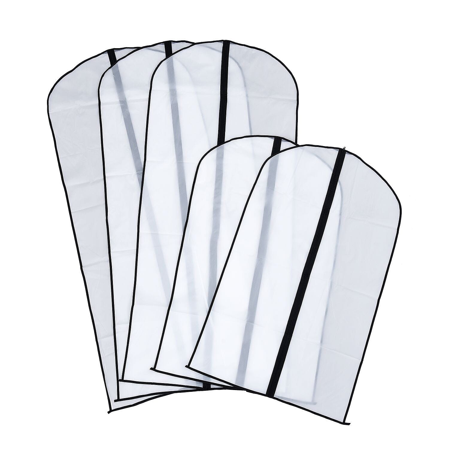 Set of 5 - Dustproof Garment Bag with Zipper (2 Pcs 98x60Cm - 3 Pcs 137x60Cm) - White