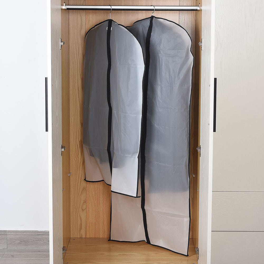 Set of 5 - Dustproof Garment Bag with Zipper (2 Pcs 98x60Cm - 3 Pcs 137x60Cm) - White