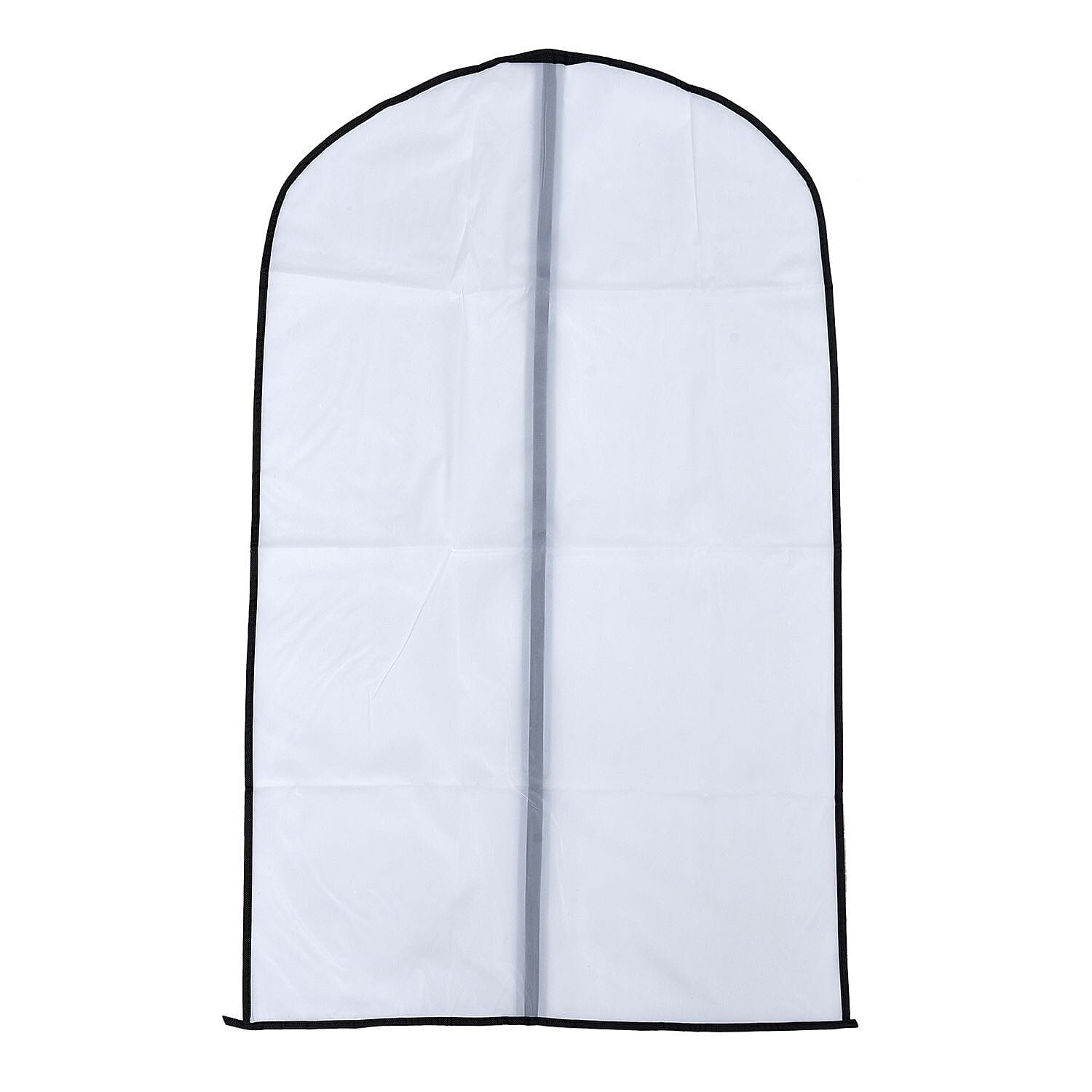 Set of 5 - Dustproof Garment Bag with Zipper (2 Pcs 98x60Cm - 3 Pcs 137x60Cm) - White