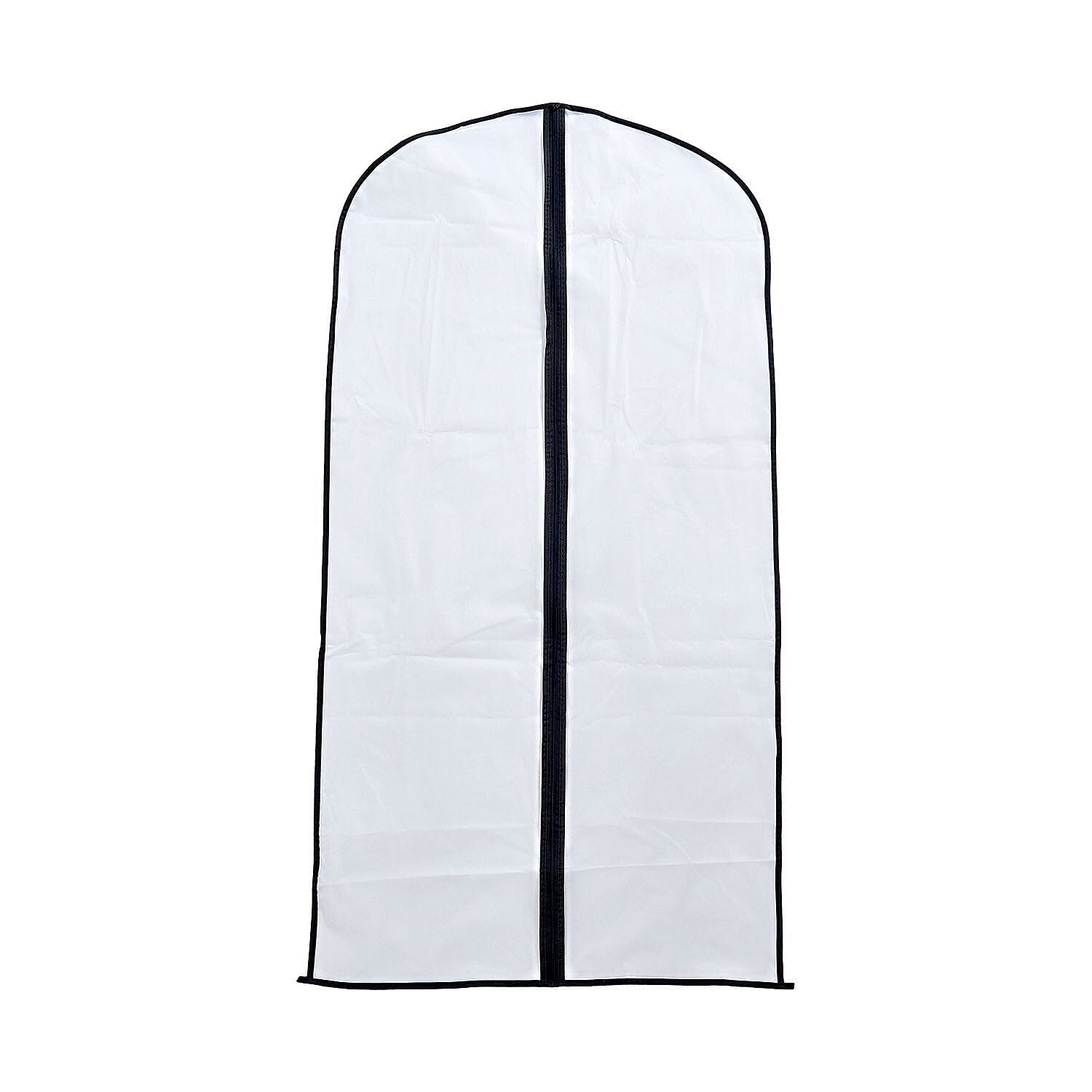Set of 5 - Dustproof Garment Bag with Zipper (Size 120x60cm) - White
