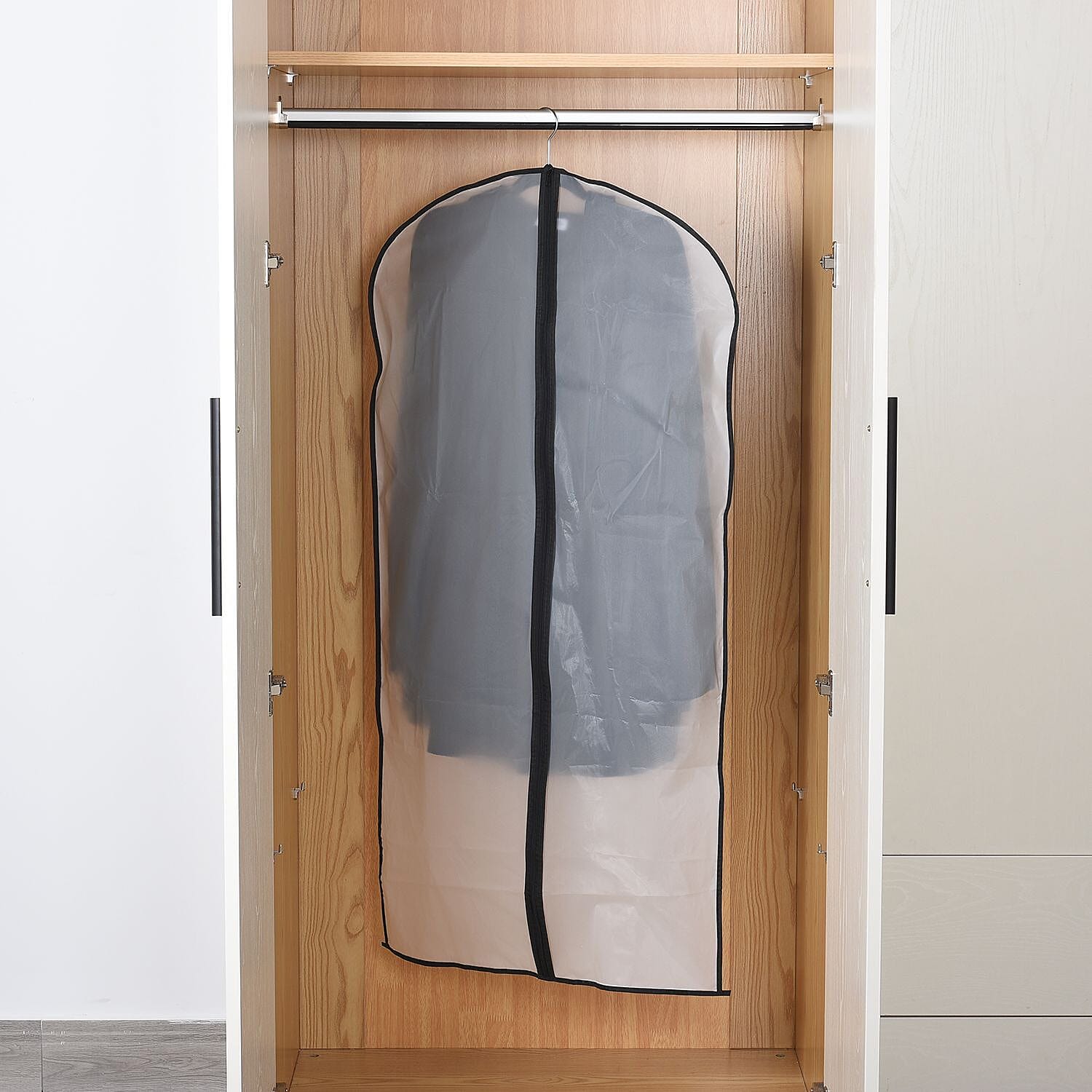 Set of 5 - Dustproof Garment Bag with Zipper (Size 120x60cm) - White