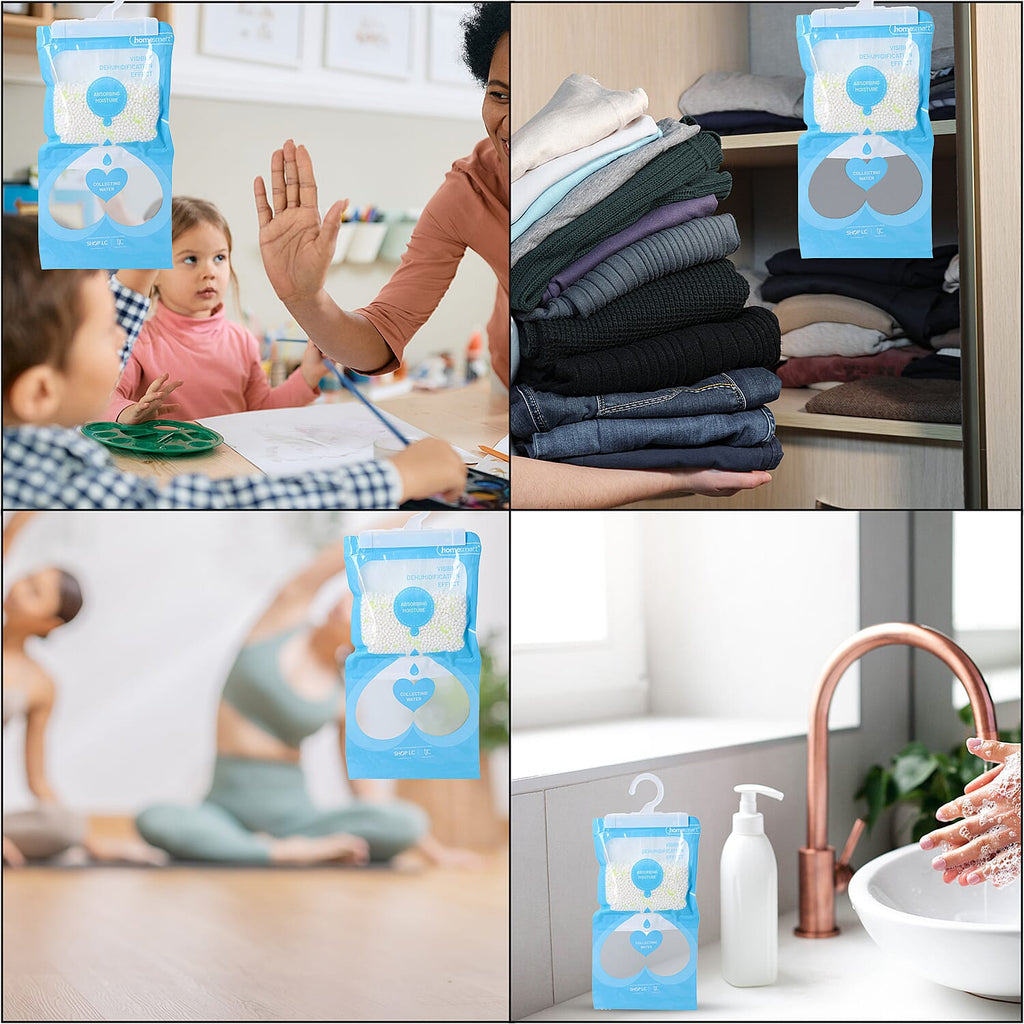 Set of 5 - HOMESMART Hanging Dehumidifier Bag (220gx5) - White & Blue