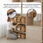 Set of 5 Non-Woven Fabric Storage Bags - Beige