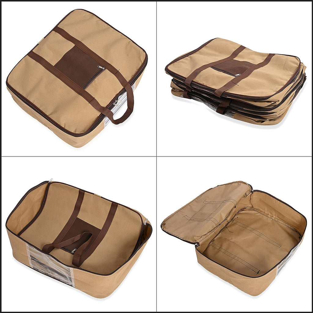 Set of 5 Non-Woven Fabric Storage Bags - Beige