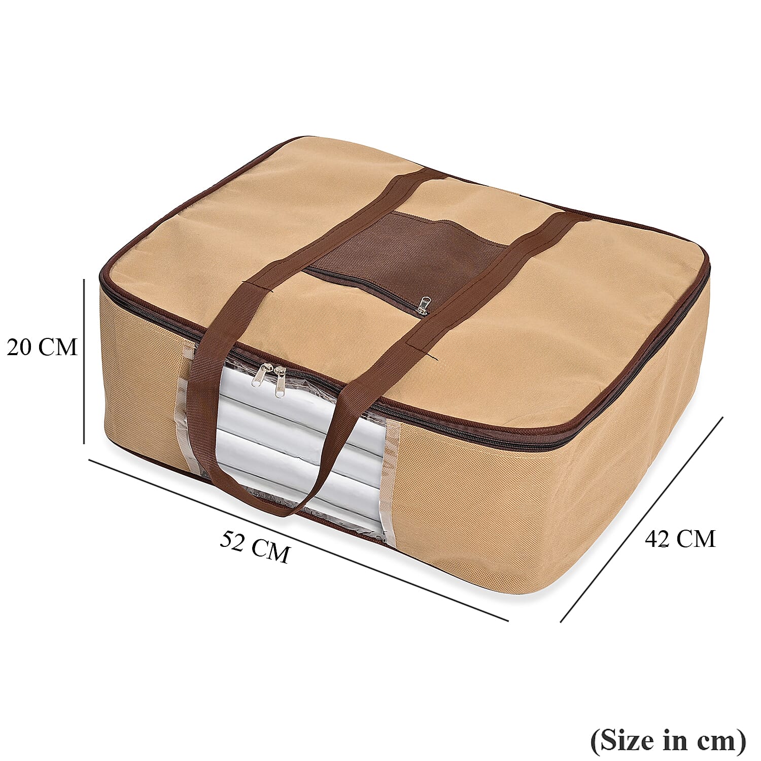 Set of 5 Non-Woven Fabric Storage Bags - Beige