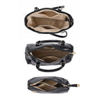 Set of 6 Croc Embossed Pattern Handbags (Incl. Tote Bag, Boston Bag, Crossbody Bag, Wallet, Wrist Bag, - Key Bag - Black
