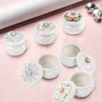 6 Pieces Fine Porcelain Circular Containers with Floral Lids