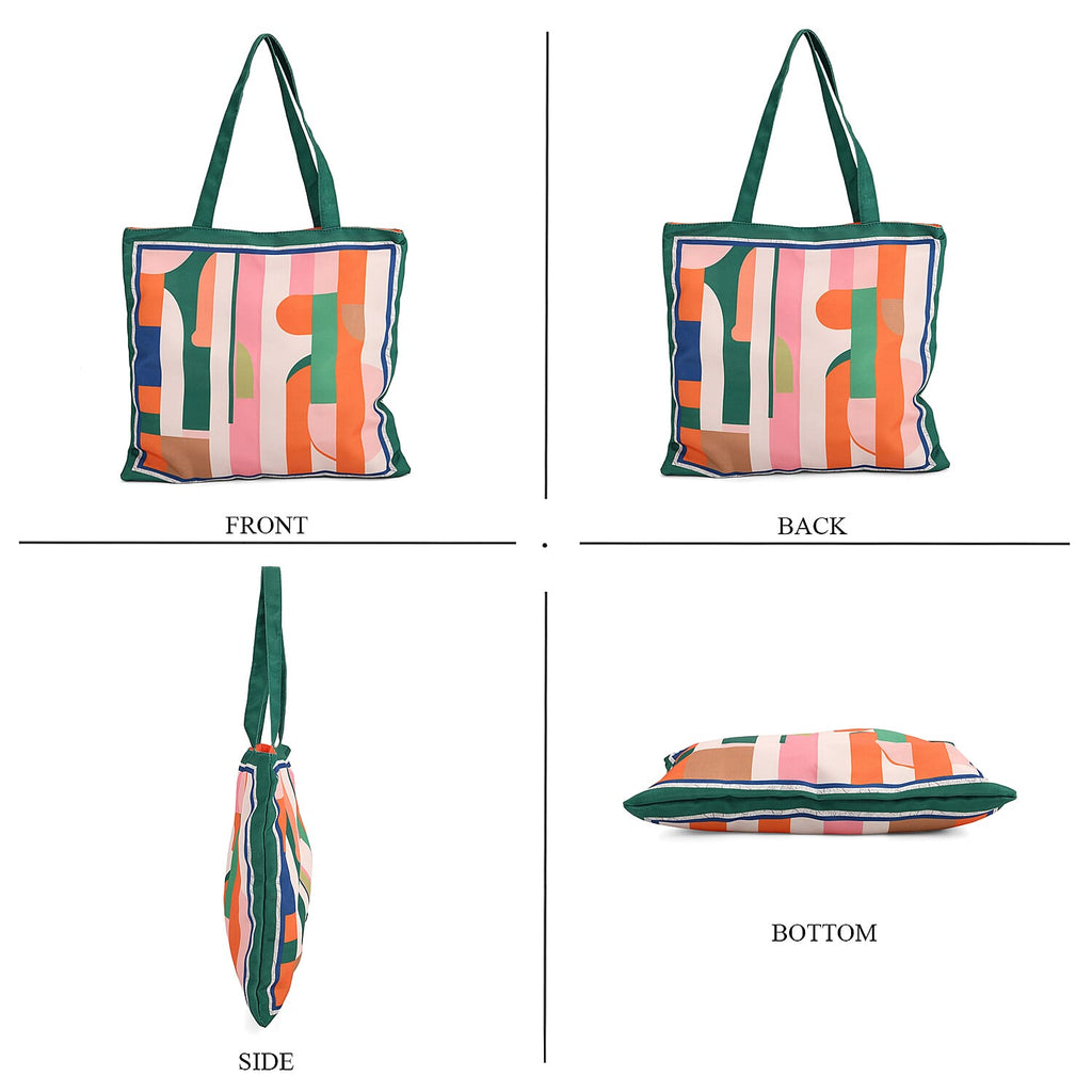 The Best Gifting offer - Designer Inspired Set of 6 Printed Reversible Zip Detail Tote Bags