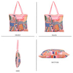 The Best Gifting offer - Designer Inspired Set of 6 Printed Reversible Zip Detail Tote Bags