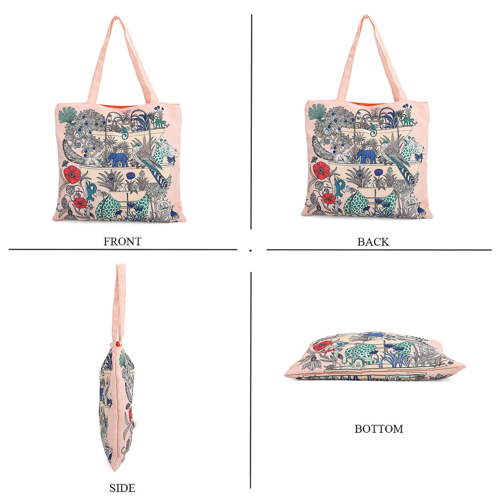 The Best Gifting offer - Designer Inspired Set of 6 Printed Reversible Zip Detail Tote Bags