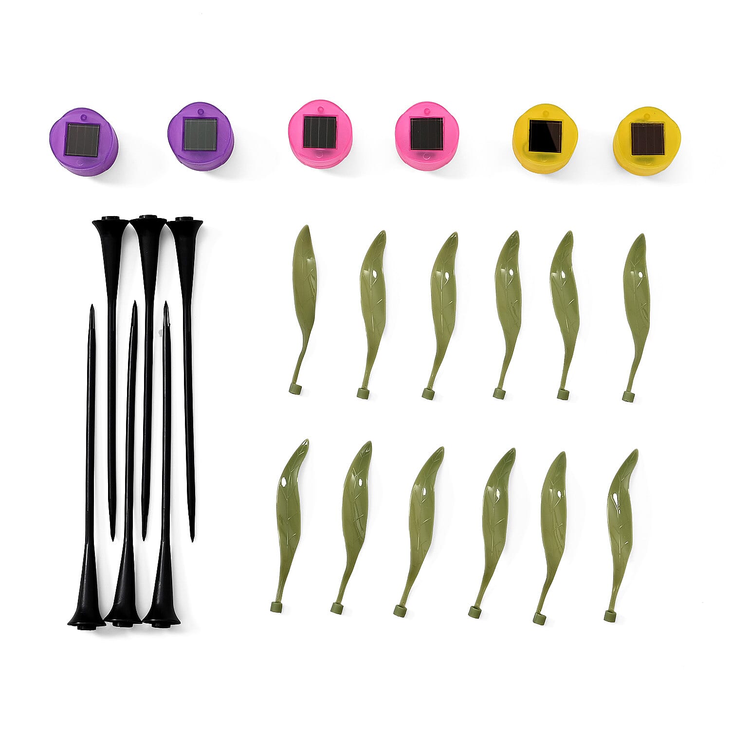 Set of 6  Tulip Flower Solar Garden LED Light - Pink, Yellow & Purple