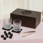 Set of 8 Whiskey Cooler Gemstones Eagle with Wooden Box (Size - 12cm) - Brown