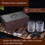 Set of 8 Whiskey Cooler Gemstones Eagle with Wooden Box (Size - 12cm) - Brown