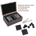 Set of 8 Whiskey Cooler Gemstones Eagle with Wooden Box (Size - 12cm) - Brown