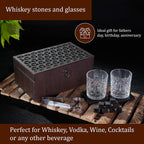 Set of 8 Whiskey Cooler Gemstones Geometry Wooden Box (Size - 12cm) - Brown
