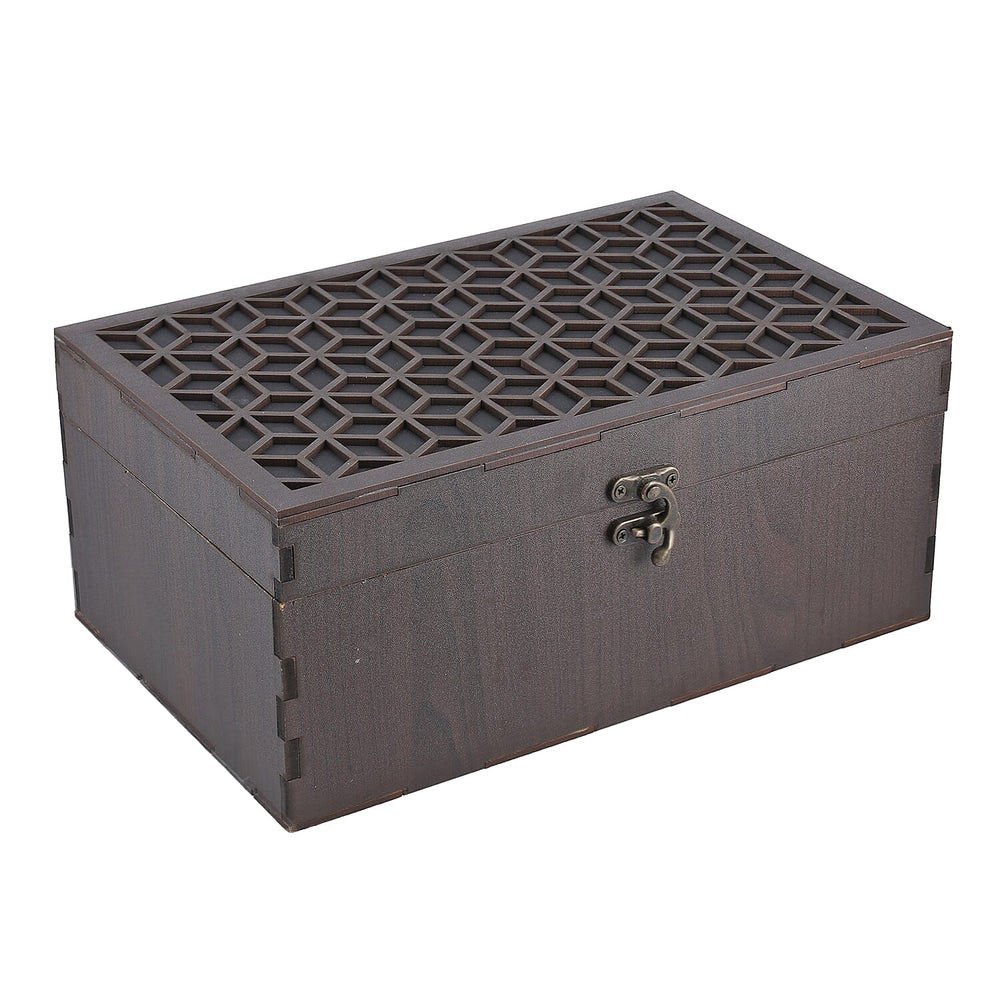 Set of 8 Whiskey Cooler Gemstones Geometry Wooden Box (Size - 12cm) - Brown