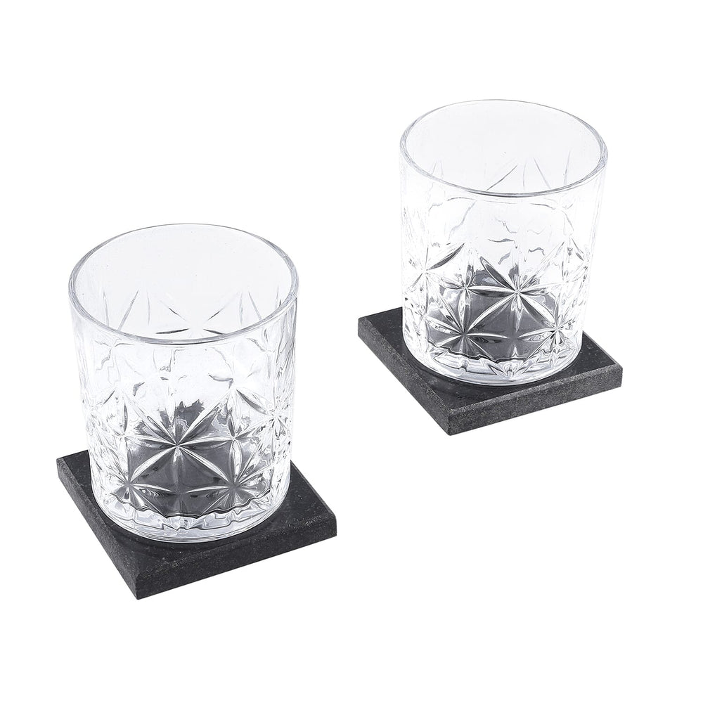 Set of 8 Whiskey Cooler Gemstones Geometry Wooden Box (Size - 12cm) - Brown