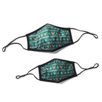 Set of 2 -  Christmas Print 100% Cotton Mask with Filter (Adult and Kid) - Green