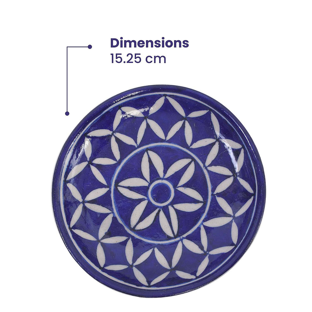 Jaipur Blue - Set of 4 Hand Painted Ceramic Plates (Size 15 Cm) - Blue