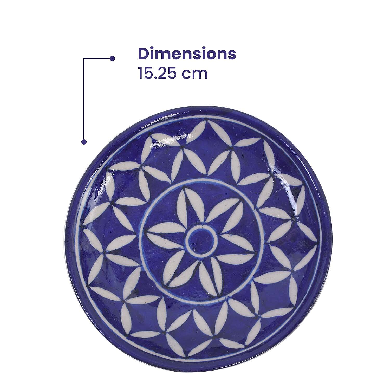 Jaipur Blue - Set of 4 Hand Painted Ceramic Plates (Size 15 Cm) - Blue