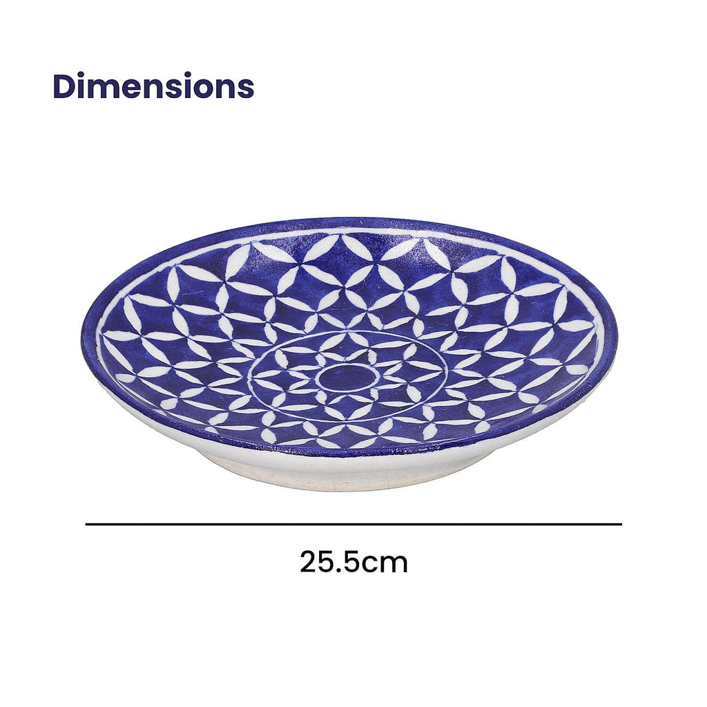 Jaipur Blue - Set of 4 Hand Painted Ceramic Plates (Size 25 Cm) - Blue